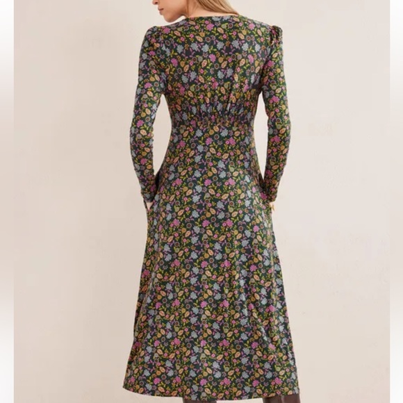 Boden Jersey Midi Tea Dress Chatsworth Green, Lotus Petal - Size 16/18 Regular - Picture 4 of 13